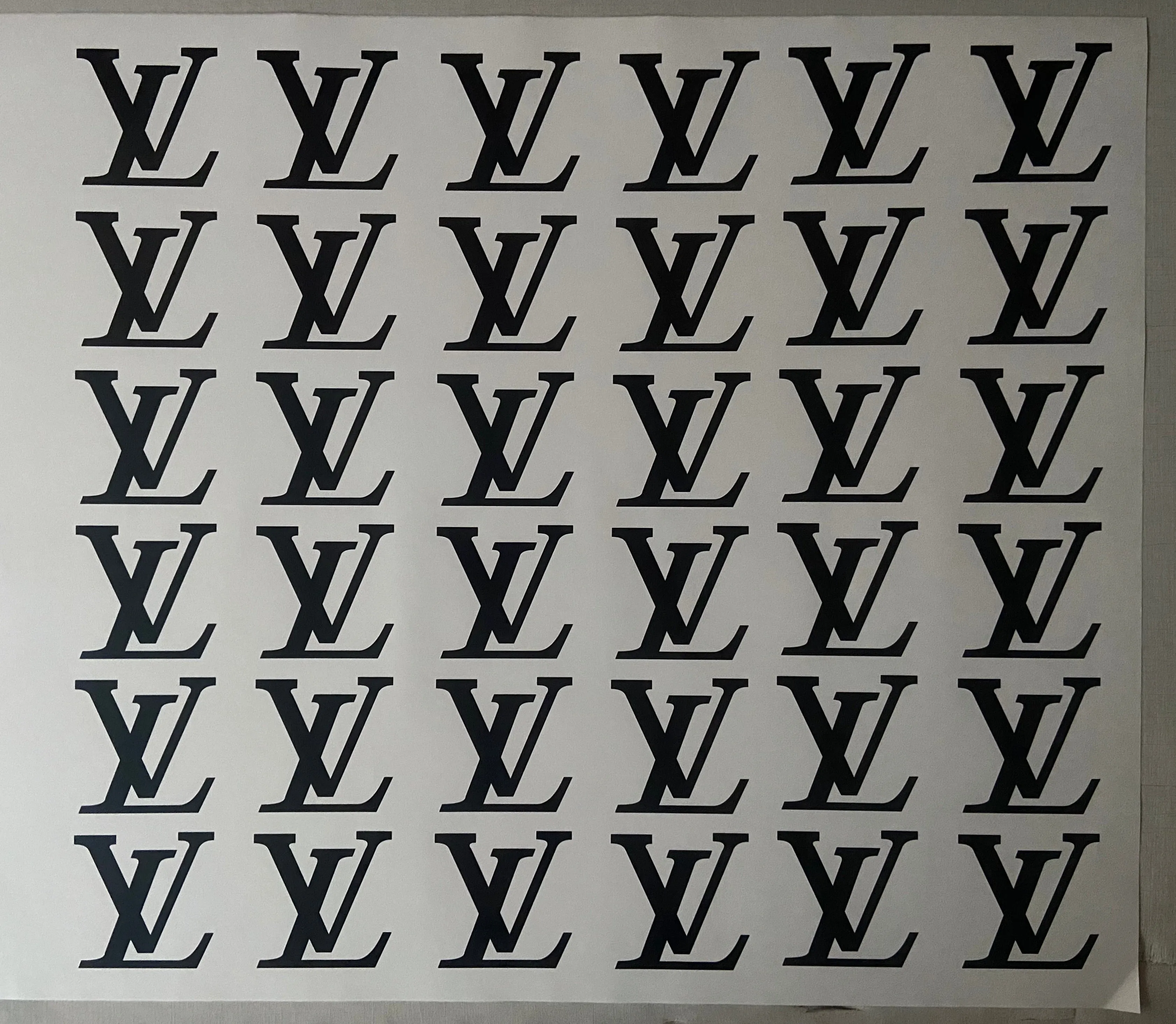 Louis Vuitton Logo Pattern Wall Decal Home Decor Bedroom Room Vinyl Sticker Art Quote Designer Brand Luxury Girls Cute Expensive LV
