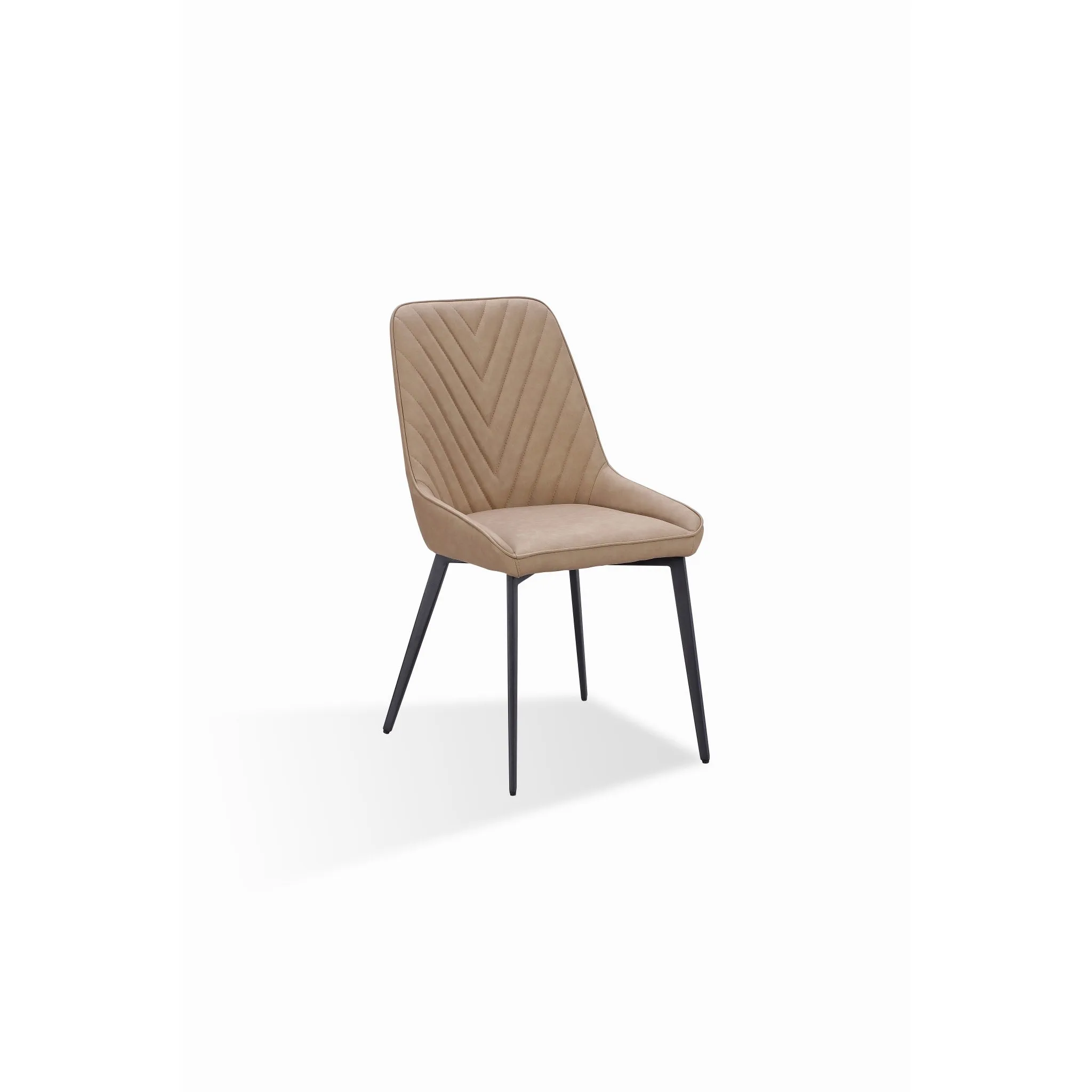 Lucia Metal Leg Upholstered Dining Chair in Honey Synthetic Leather