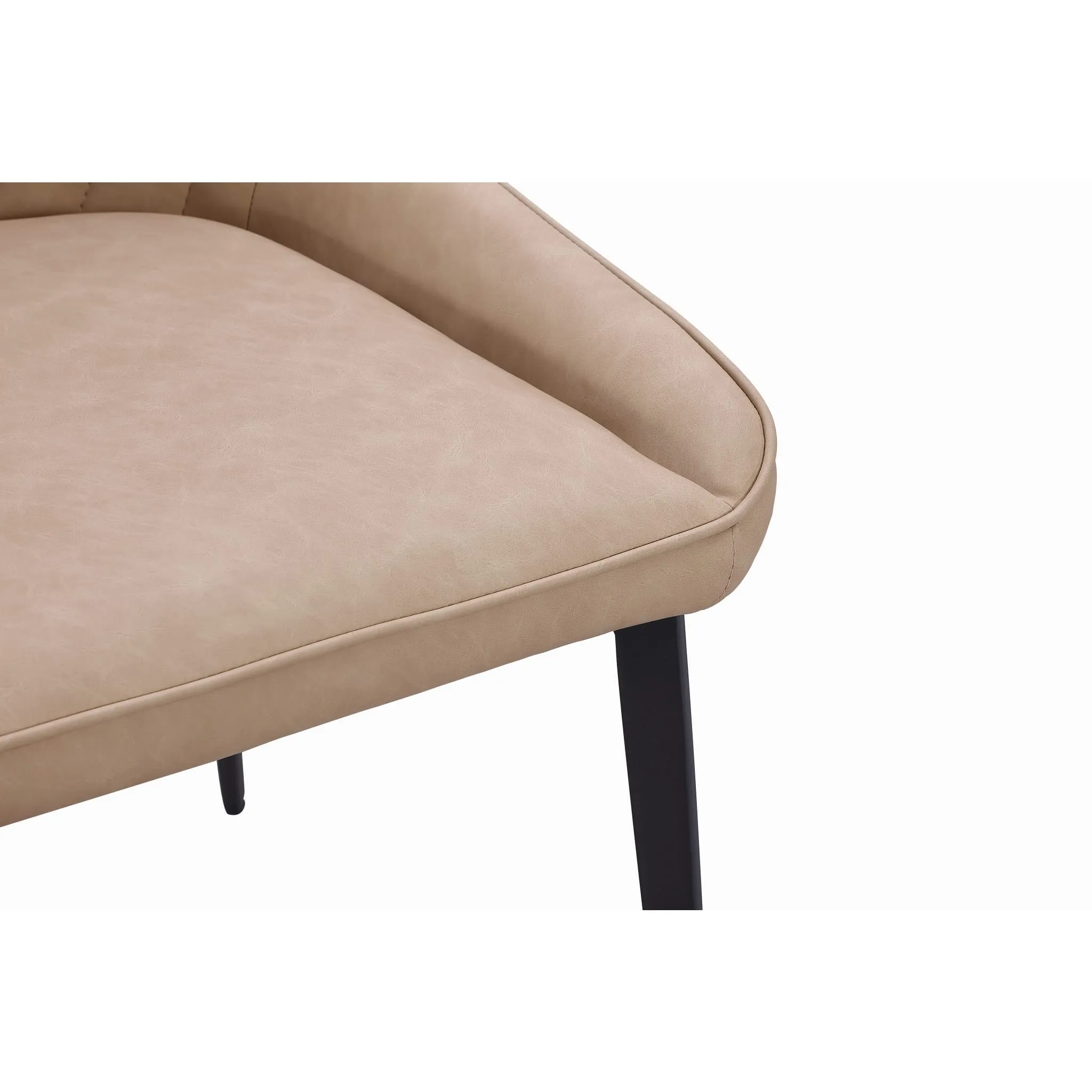 Lucia Metal Leg Upholstered Dining Chair in Honey Synthetic Leather