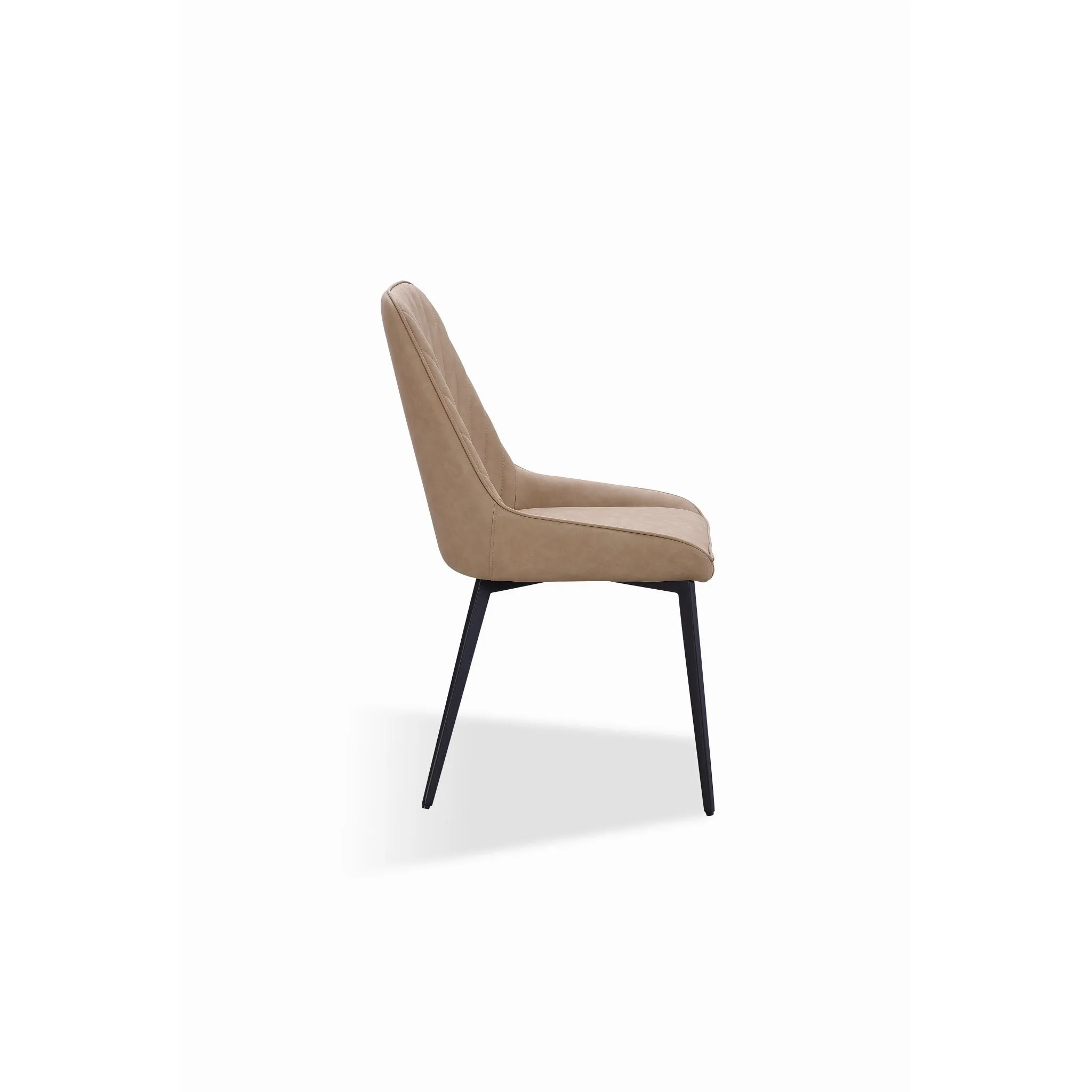 Lucia Metal Leg Upholstered Dining Chair in Honey Synthetic Leather