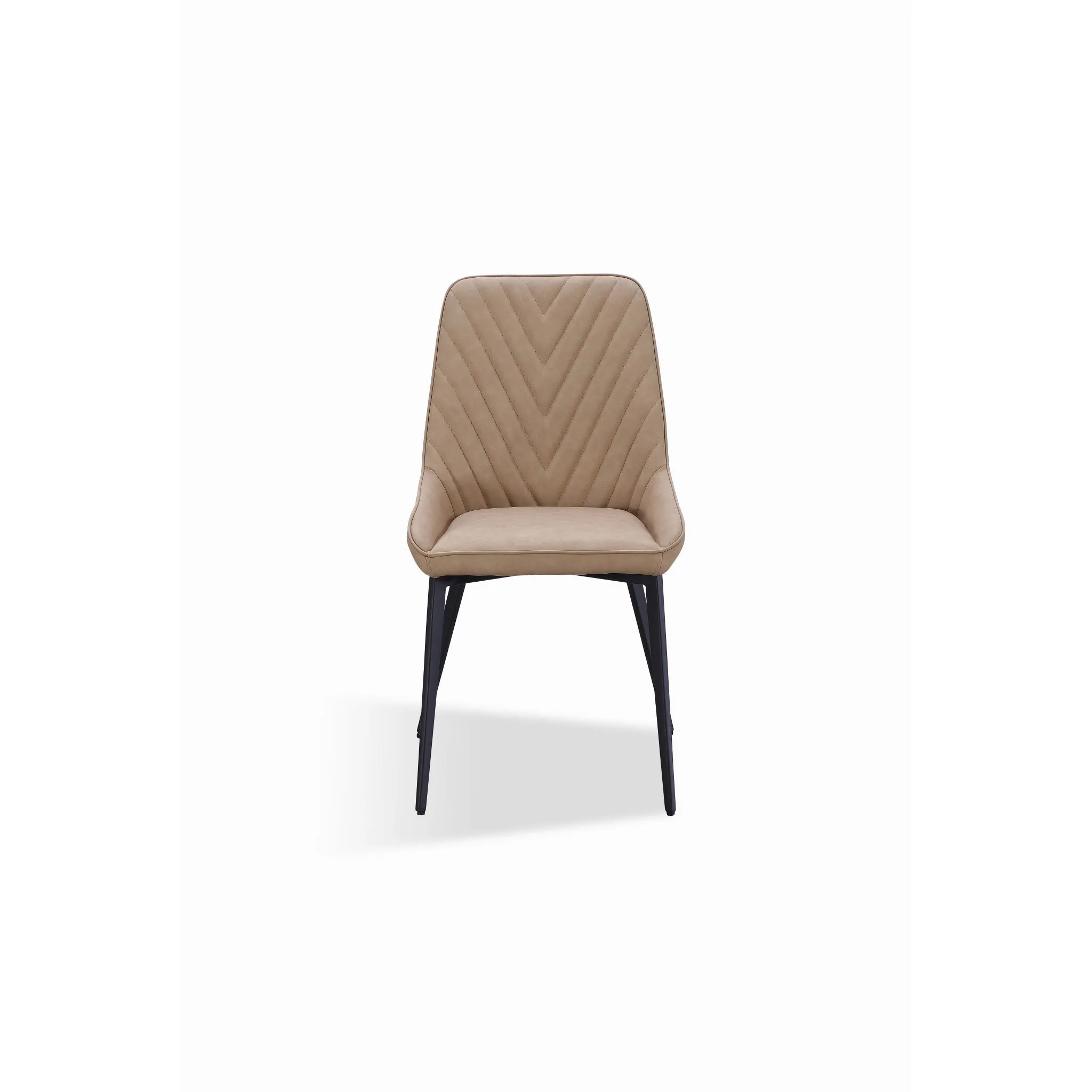 Lucia Metal Leg Upholstered Dining Chair in Honey Synthetic Leather