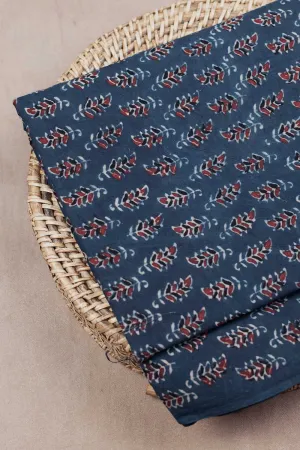 Maroon Florets on Indigo Ajrak Cotton Fabric