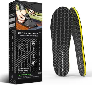 NASA Grade Flat Plantar Fasciitis Insoles - Extra Shock Absorption Inserts for Men & Women, Shoe Inserts for Construction, Delivery & Foot Comfort