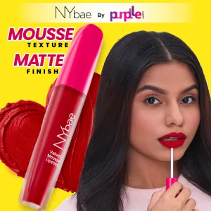 NY Bae Velvet Mousse Liquid Lipstick - Red Hot Rebel 01 (6.5ml) | Velvet Matte Finish | Transferproof | Smudgeproof | Ultra Light | Smooth | Moisturising Red Lipstick