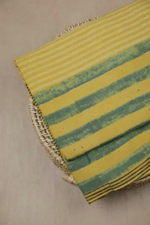 Patterned on Yellow Ajrak Cotton Fabric - 1.6m