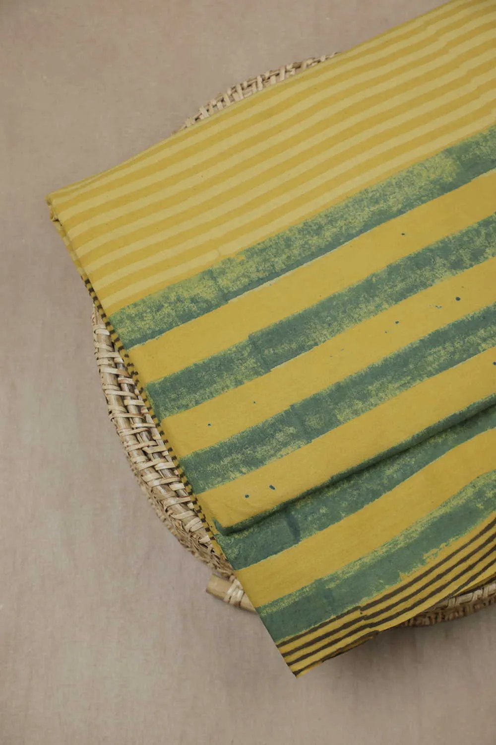 Patterned on Yellow Ajrak Cotton Fabric - 1.6m