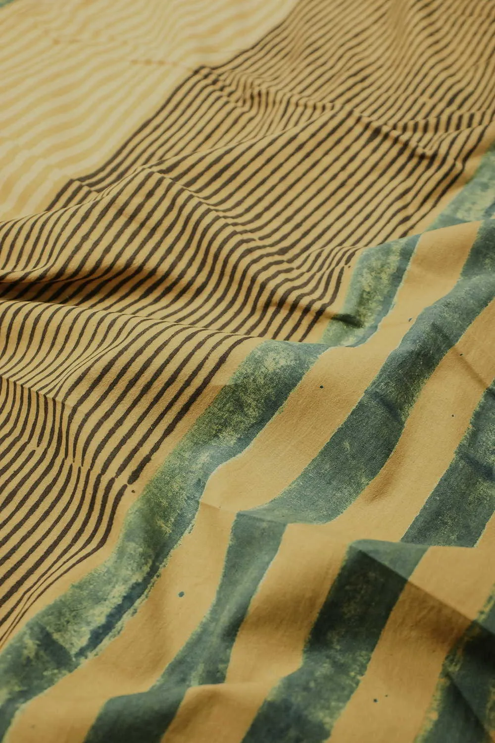 Patterned on Yellow Ajrak Cotton Fabric - 1.6m