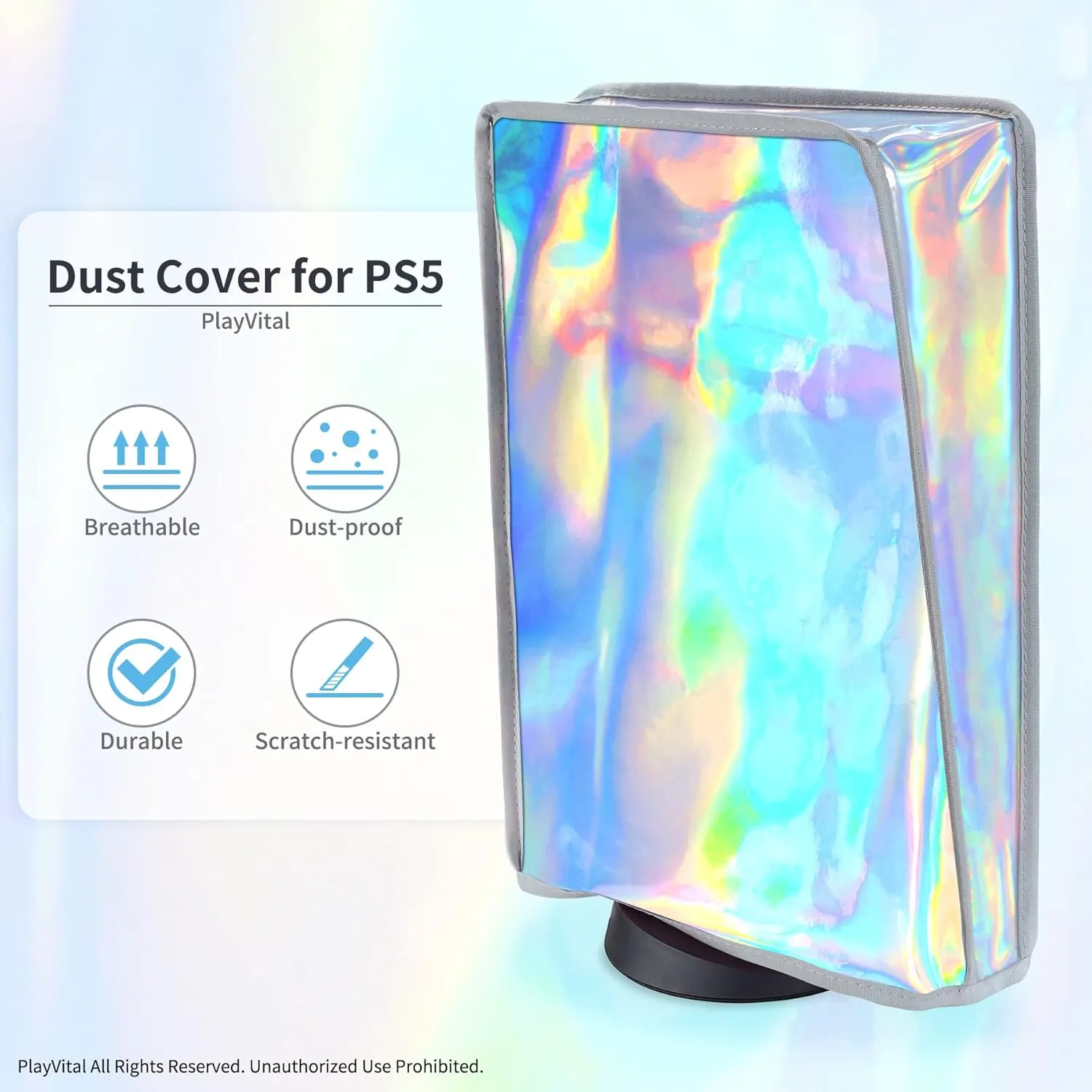 PlayVital Gradient Dust Cover for ps5, Anti Scratch Waterproof Cover Sleeve for ps5 Console Digital Edition & Disc Edition - Aurora Silver