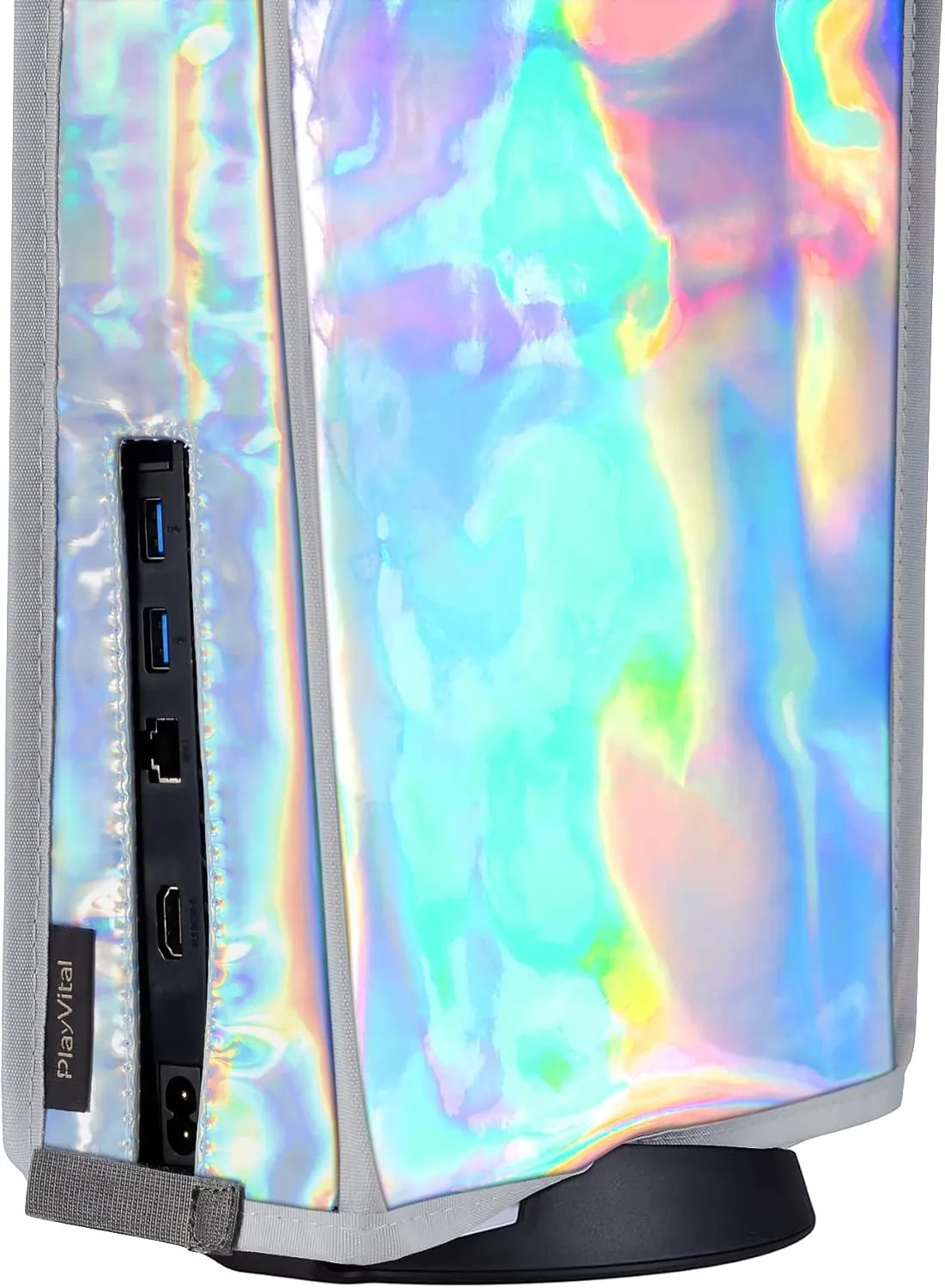 PlayVital Gradient Dust Cover for ps5, Anti Scratch Waterproof Cover Sleeve for ps5 Console Digital Edition & Disc Edition - Aurora Silver