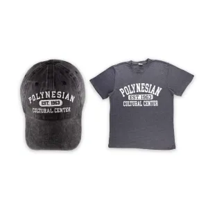 Polynesian Cultural Center "Established 1963" 2XL Cap & T-Shirt Set- Charcoal/Charcoal