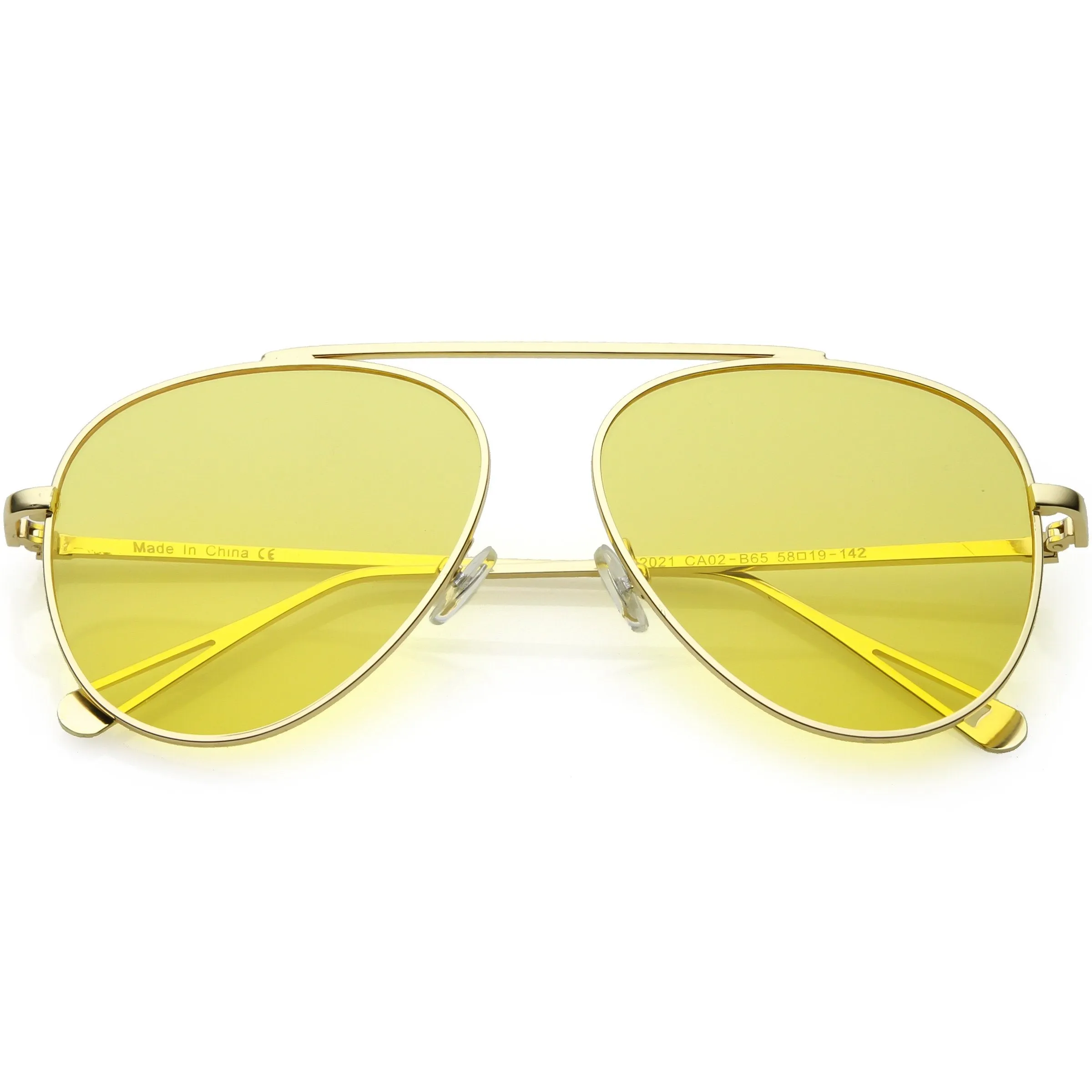 Premium Oversize Color Tone Flat Lens Metal Aviator Sunglasses C508