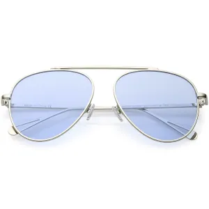 Premium Oversize Color Tone Flat Lens Metal Aviator Sunglasses C508