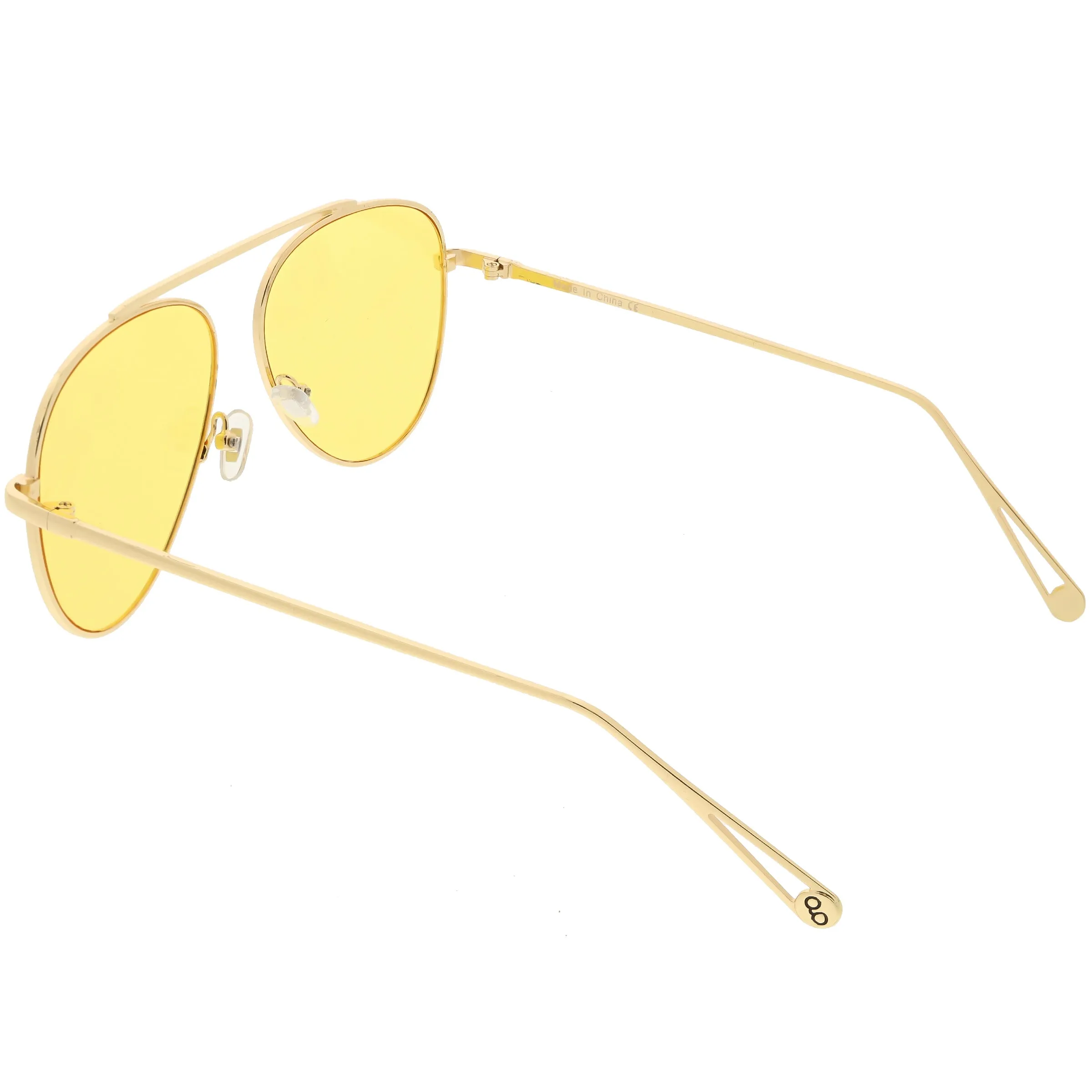 Premium Oversize Color Tone Flat Lens Metal Aviator Sunglasses C508