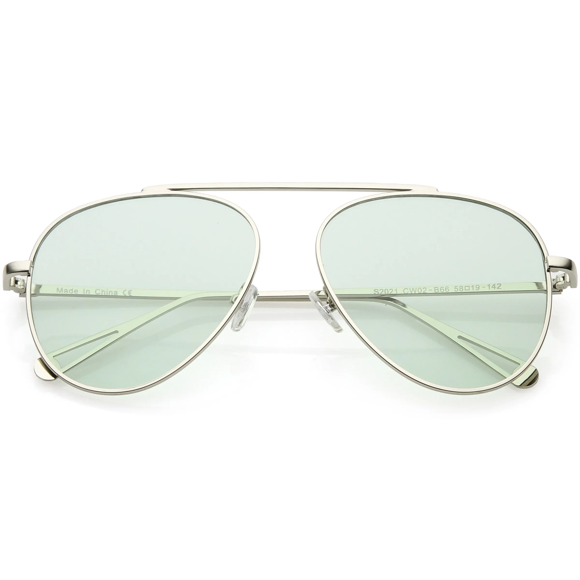 Premium Oversize Color Tone Flat Lens Metal Aviator Sunglasses C508