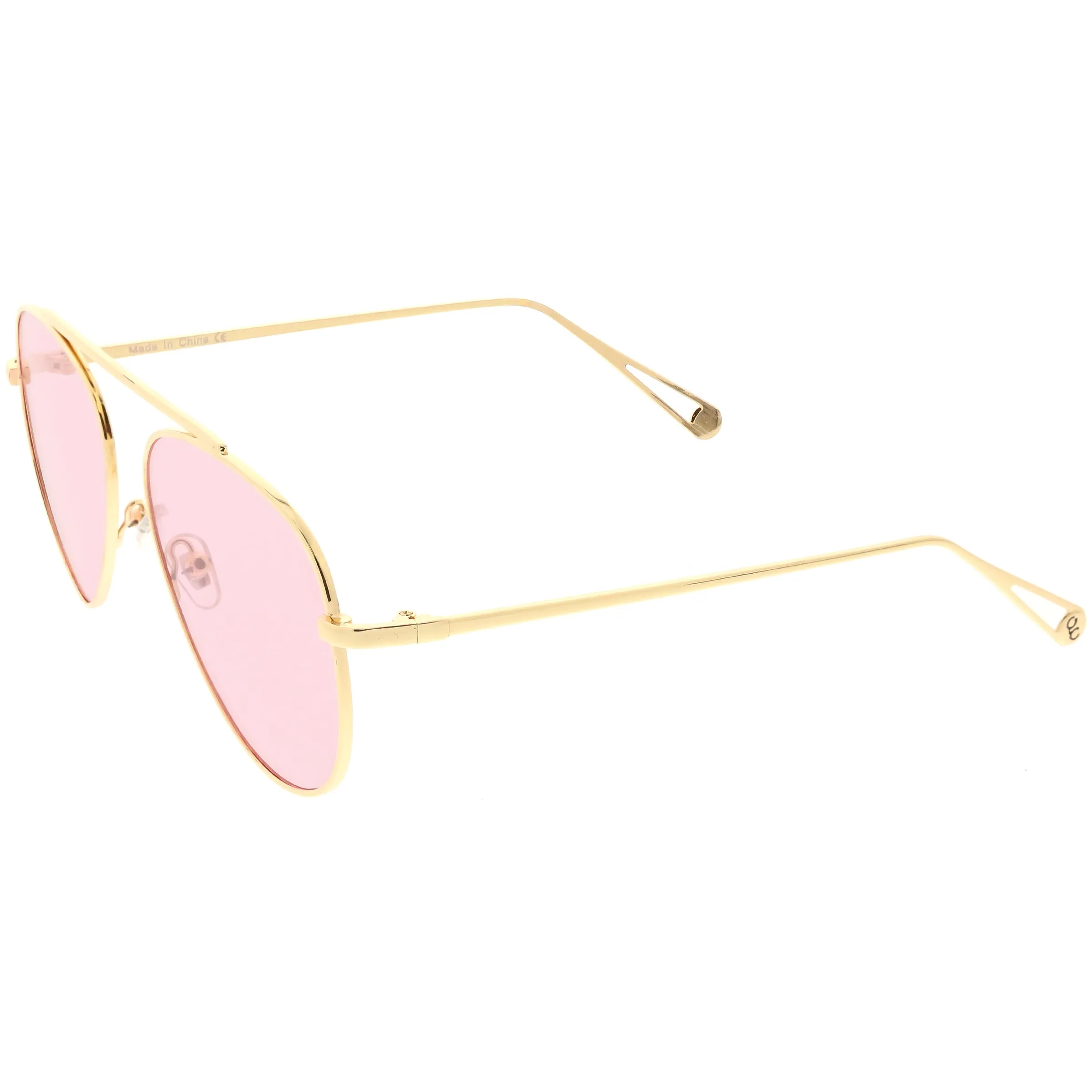 Premium Oversize Color Tone Flat Lens Metal Aviator Sunglasses C508