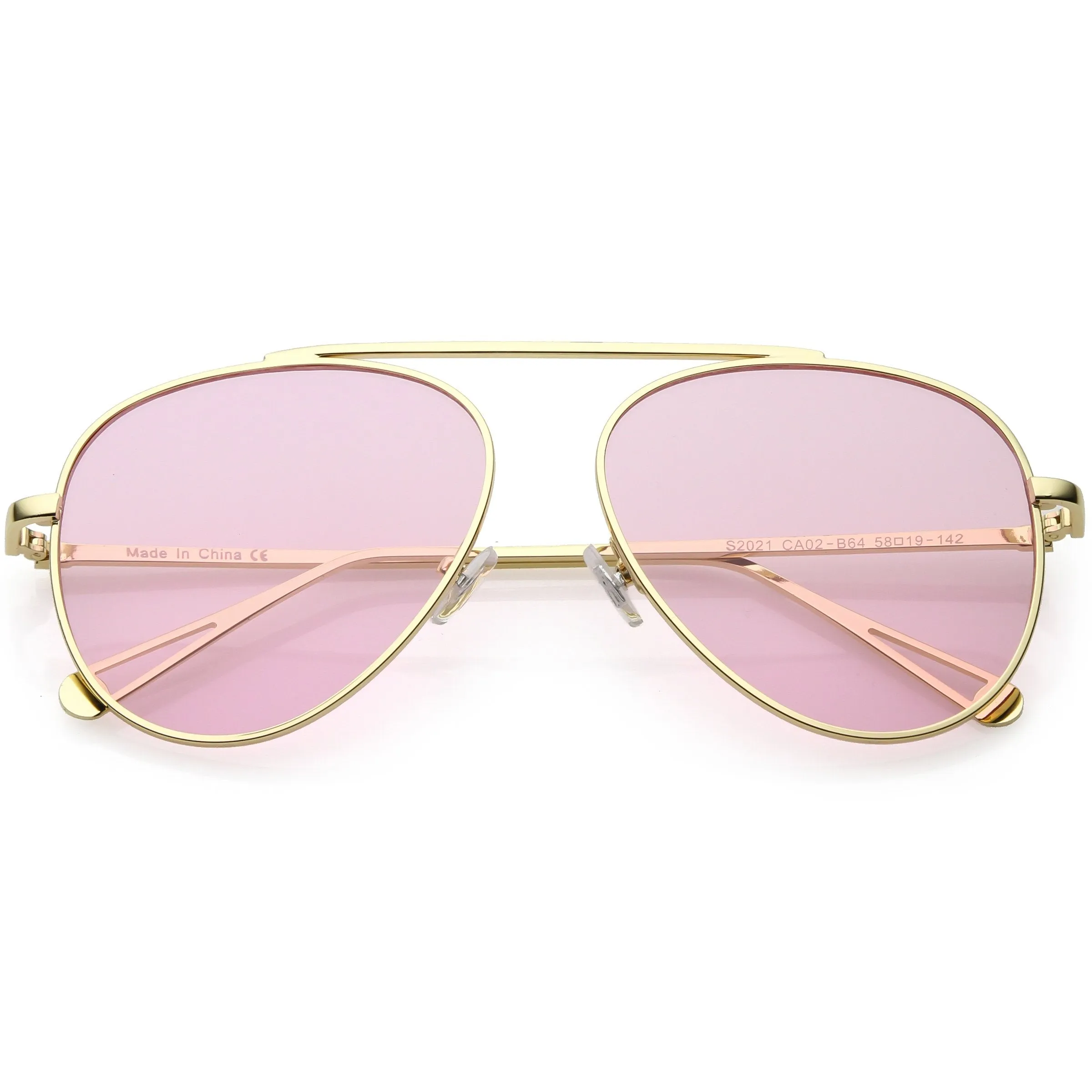 Premium Oversize Color Tone Flat Lens Metal Aviator Sunglasses C508