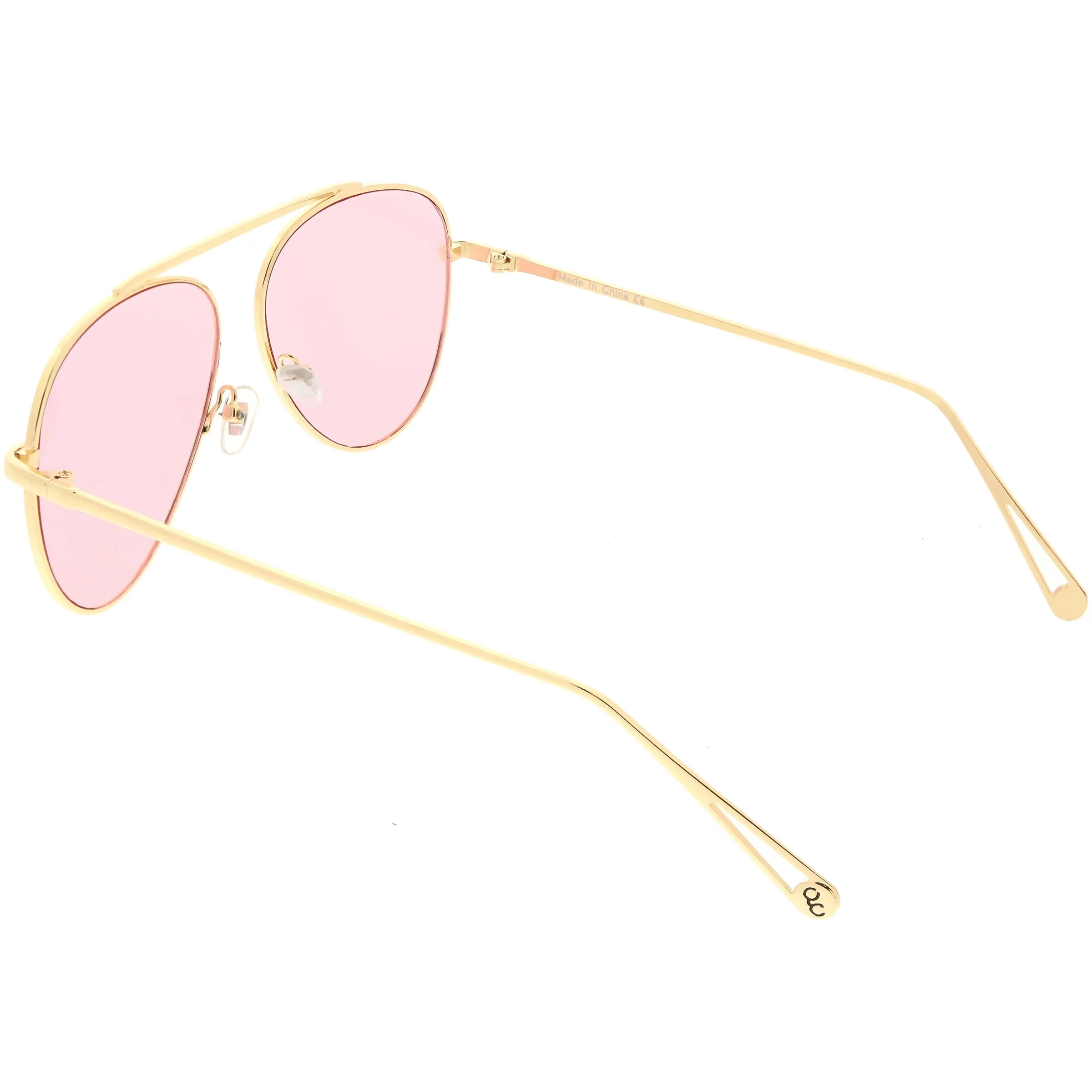 Premium Oversize Color Tone Flat Lens Metal Aviator Sunglasses C508