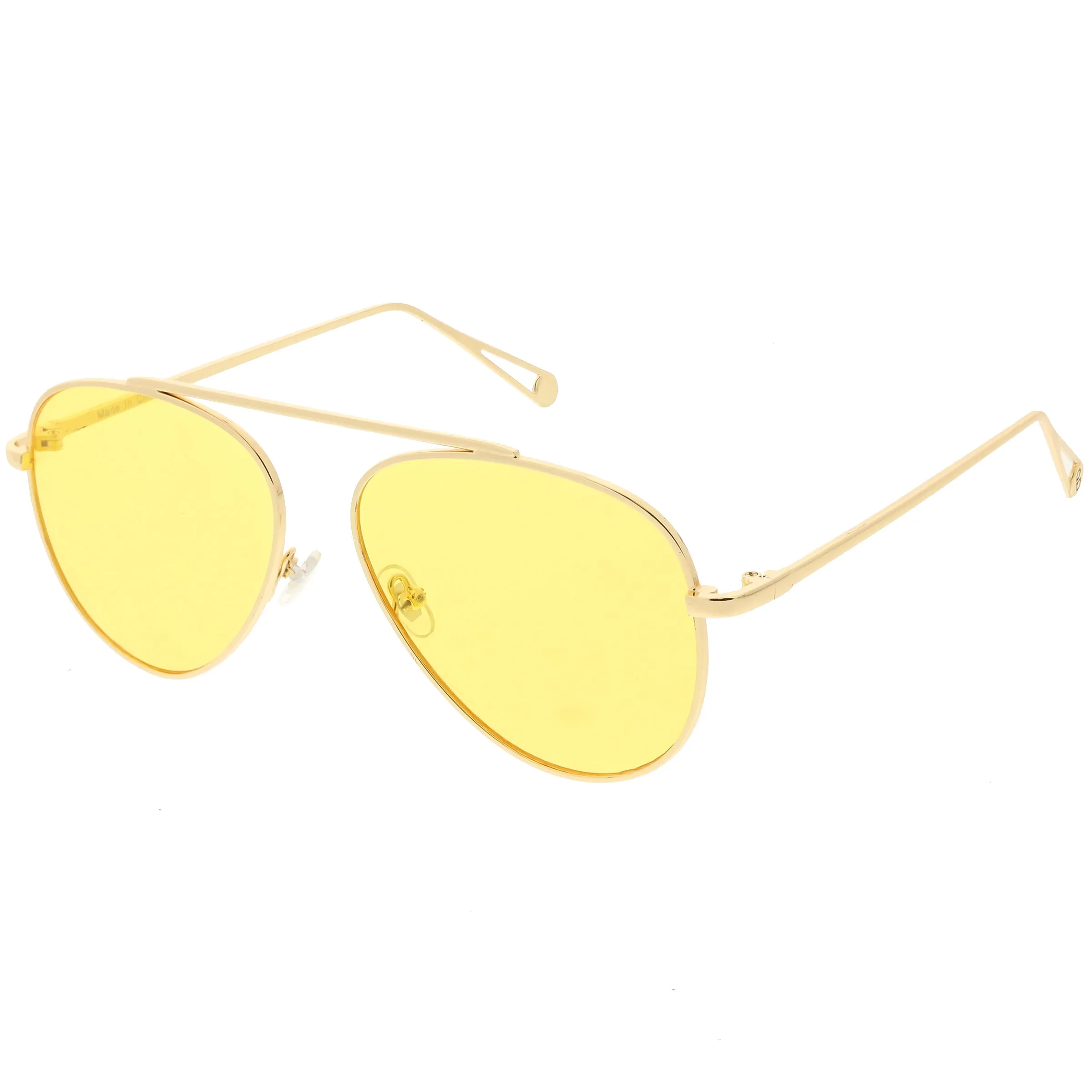 Premium Oversize Color Tone Flat Lens Metal Aviator Sunglasses C508