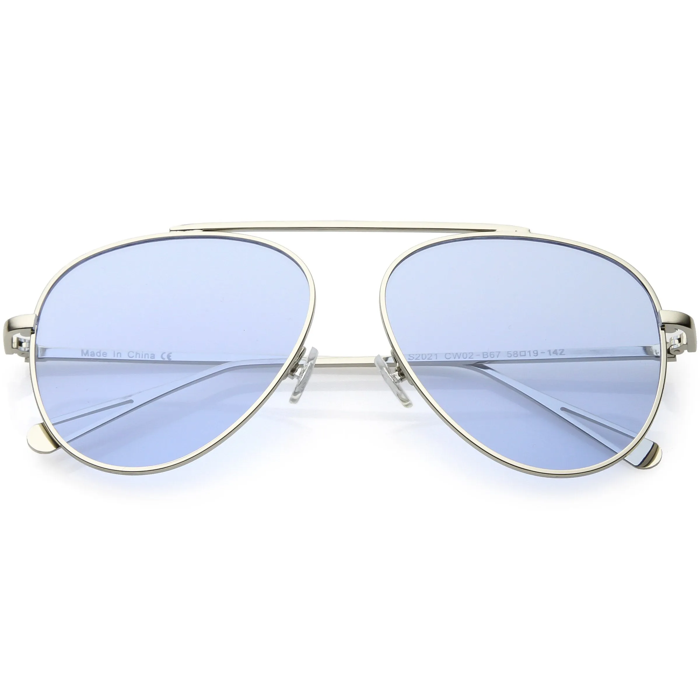 Premium Oversize Color Tone Flat Lens Metal Aviator Sunglasses C508