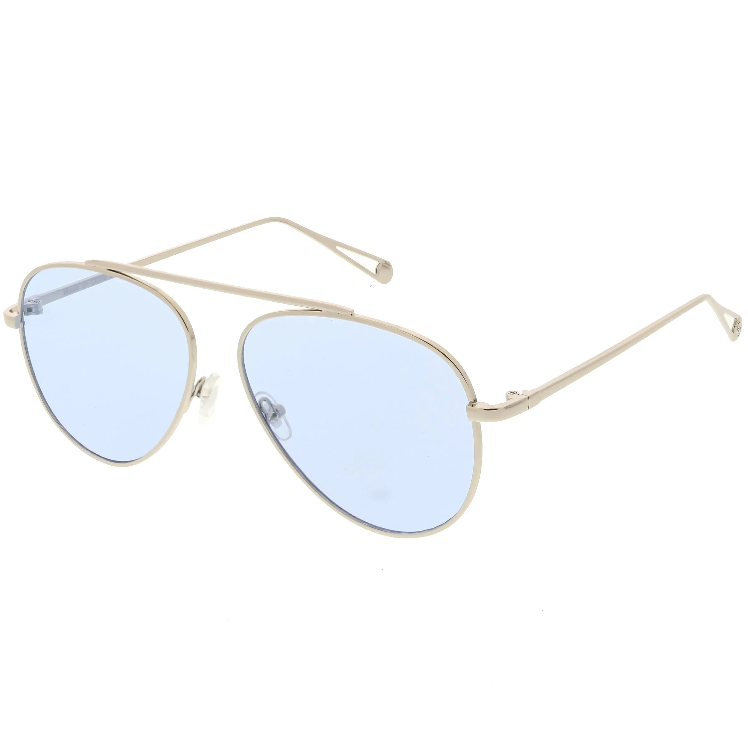 Premium Oversize Color Tone Flat Lens Metal Aviator Sunglasses C508