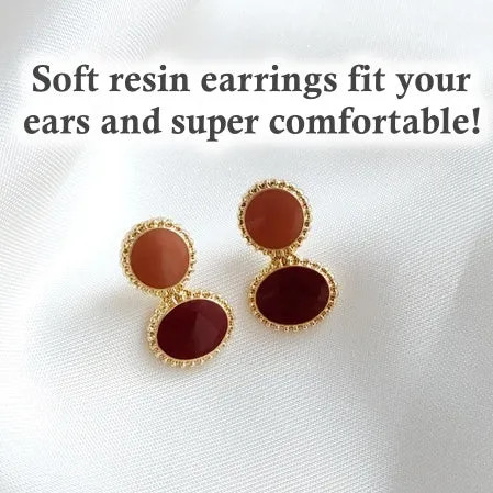 Round Brown Invisible Clip On Stud Earrings