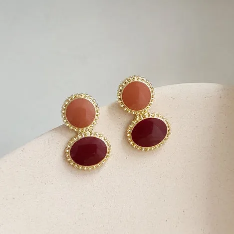 Round Brown Invisible Clip On Stud Earrings