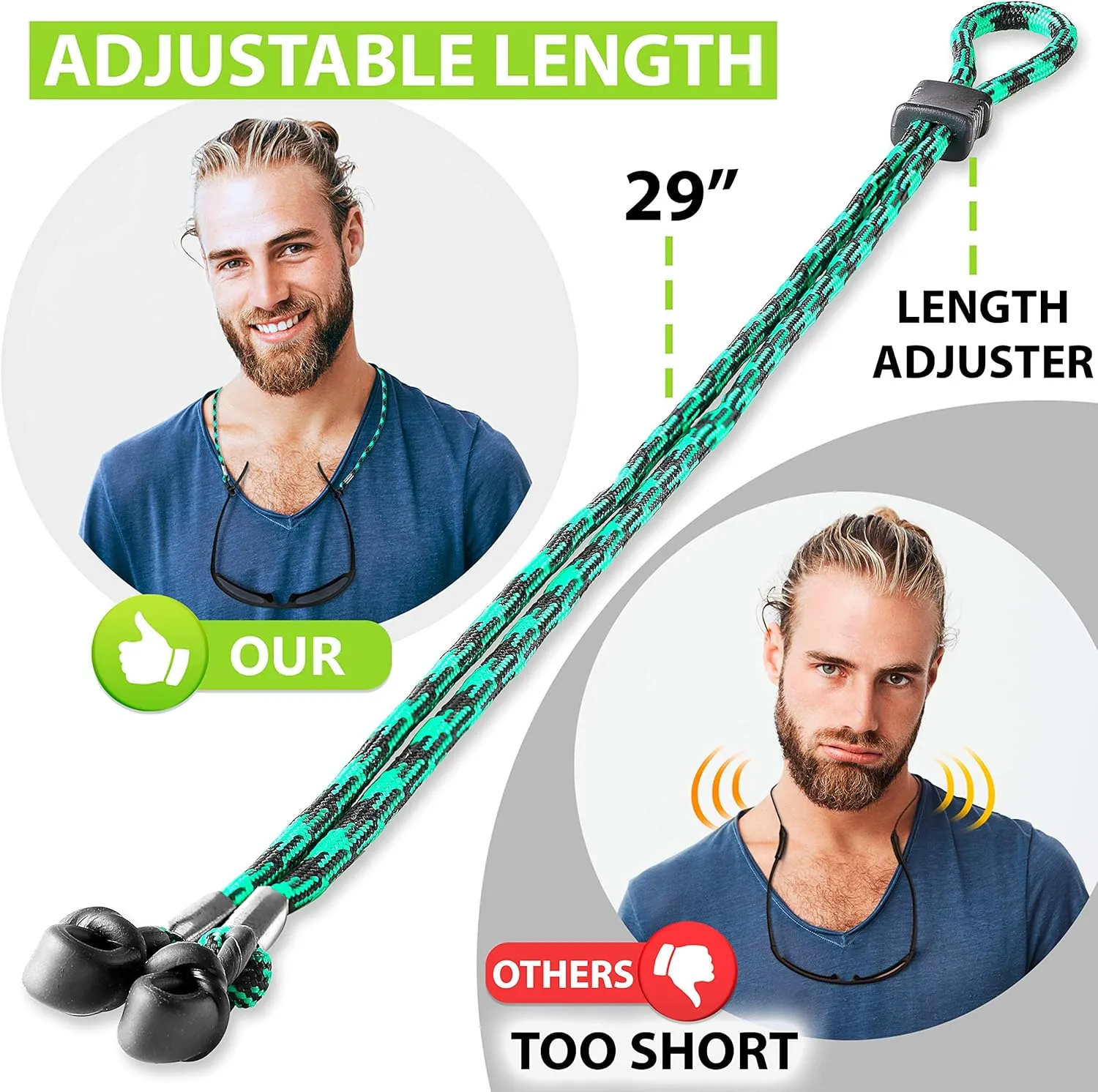 SIGONNA Eyeglasses String Holder Strap Cord - Eyeglass Chain for Men Women - Glasses Lanyard Holders Around Neck Sports