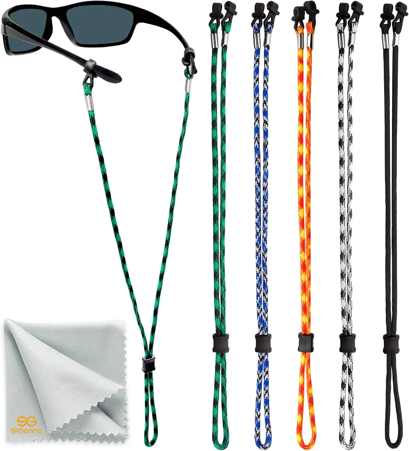 SIGONNA Eyeglasses String Holder Strap Cord - Eyeglass Chain for Men Women - Glasses Lanyard Holders Around Neck Sports
