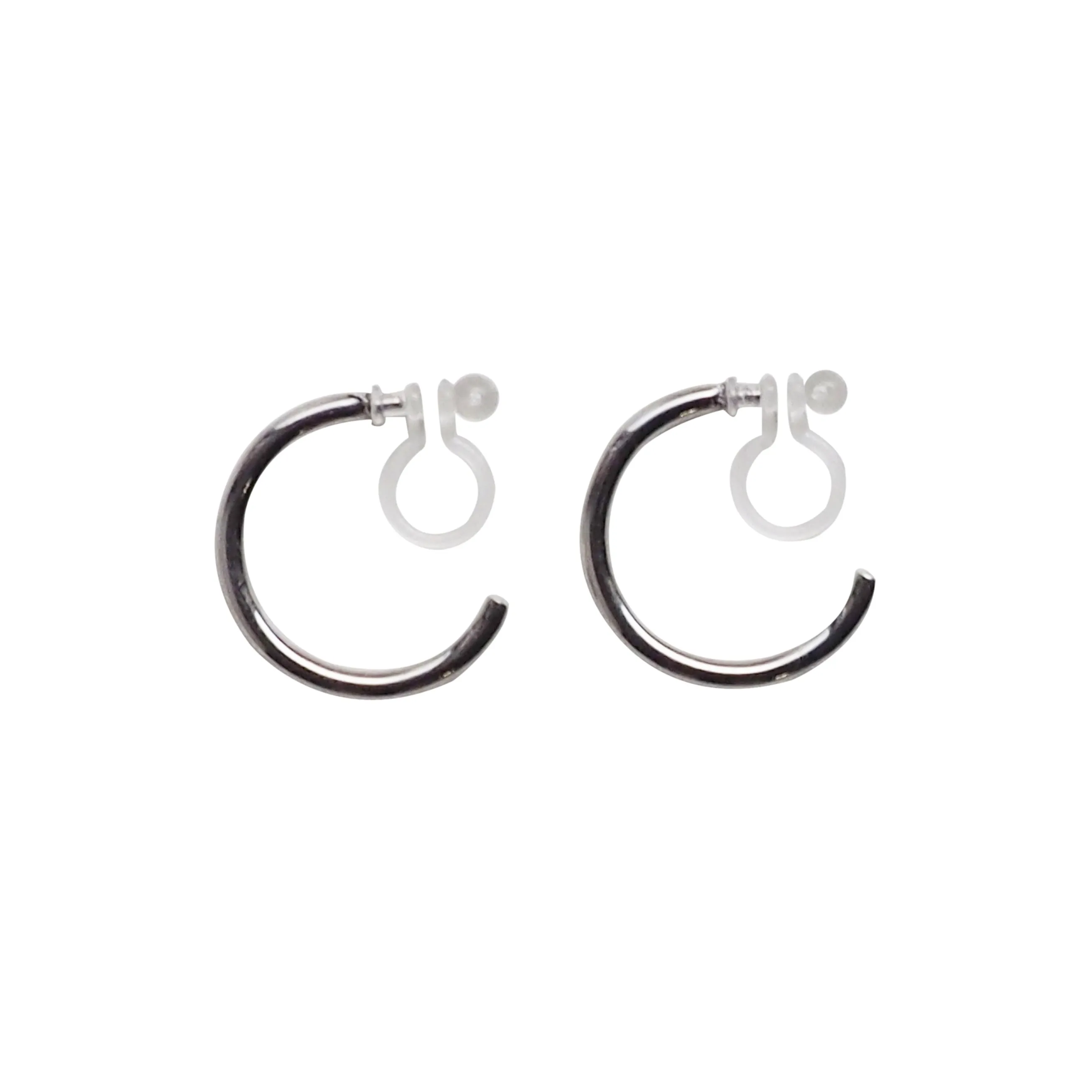 Silver Invisible Clip On Hoop Earrings