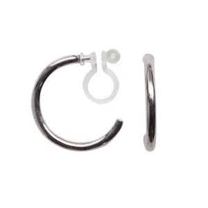 Silver Invisible Clip On Hoop Earrings