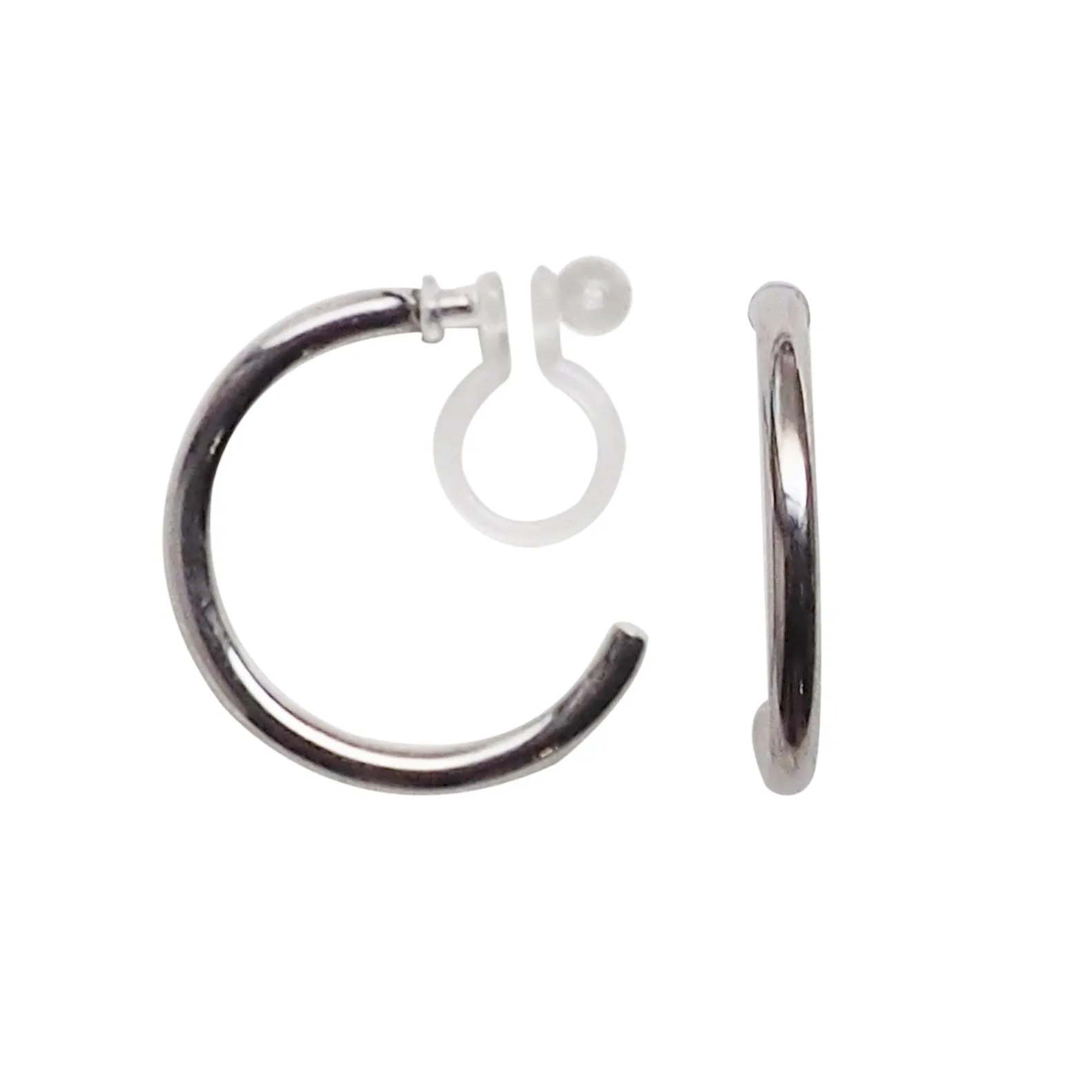 Silver Invisible Clip On Hoop Earrings