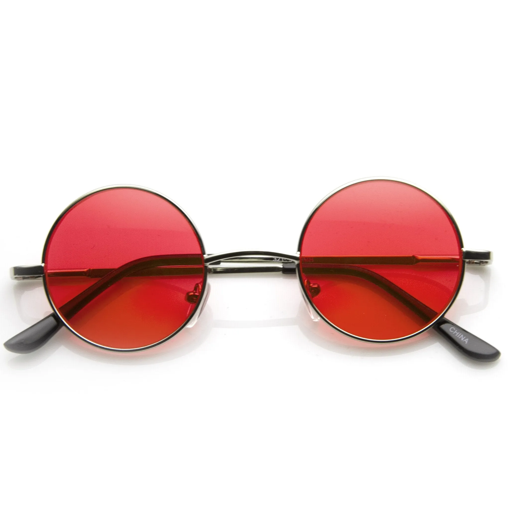 Small Lennon  Round Circle Color Lens Metal Sunglasses 8702