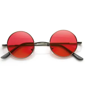 Small Lennon  Round Circle Color Lens Metal Sunglasses 8702