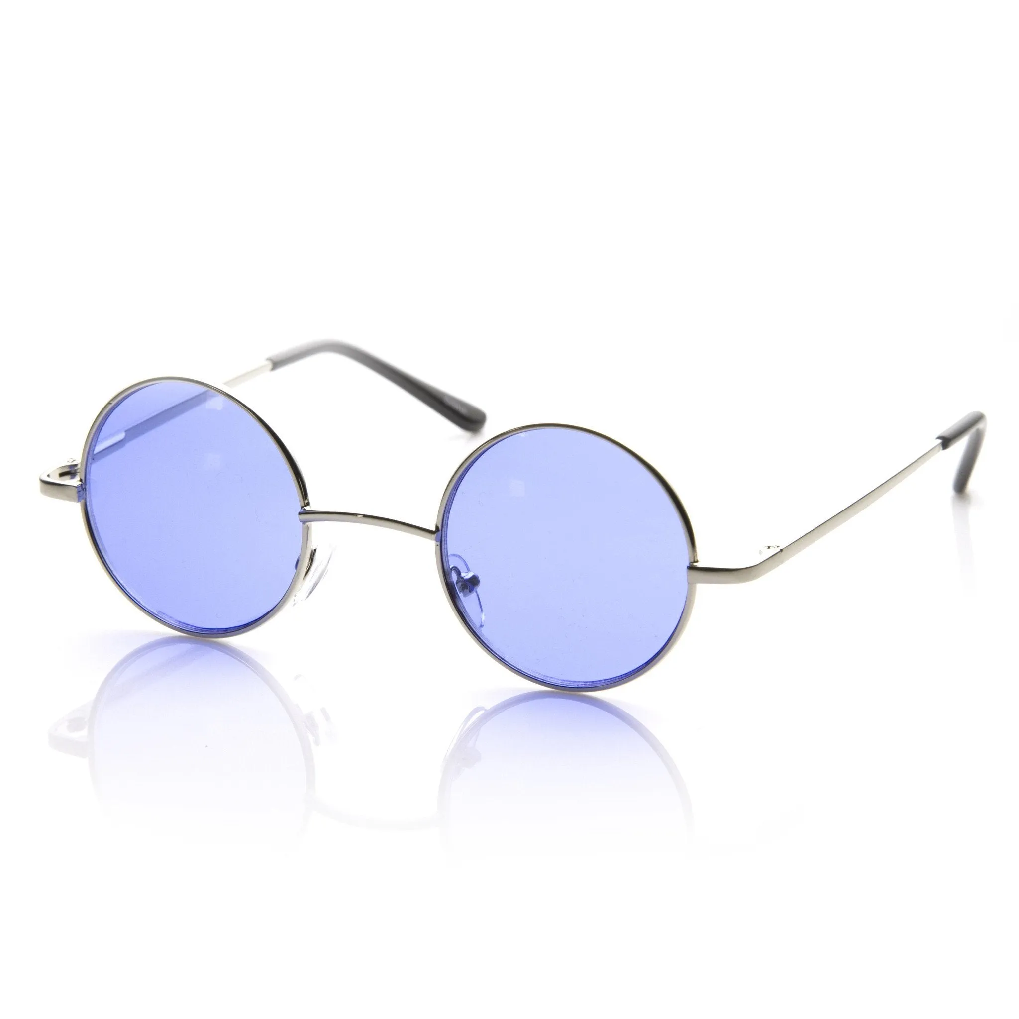 Small Lennon  Round Circle Color Lens Metal Sunglasses 8702
