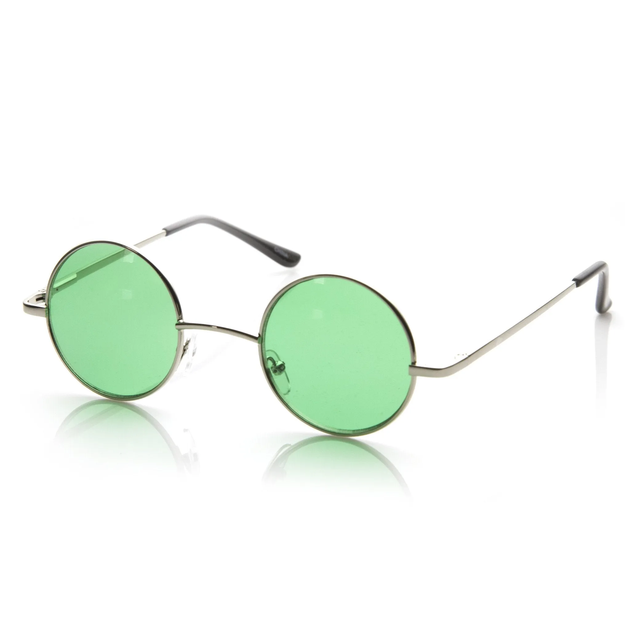 Small Lennon  Round Circle Color Lens Metal Sunglasses 8702