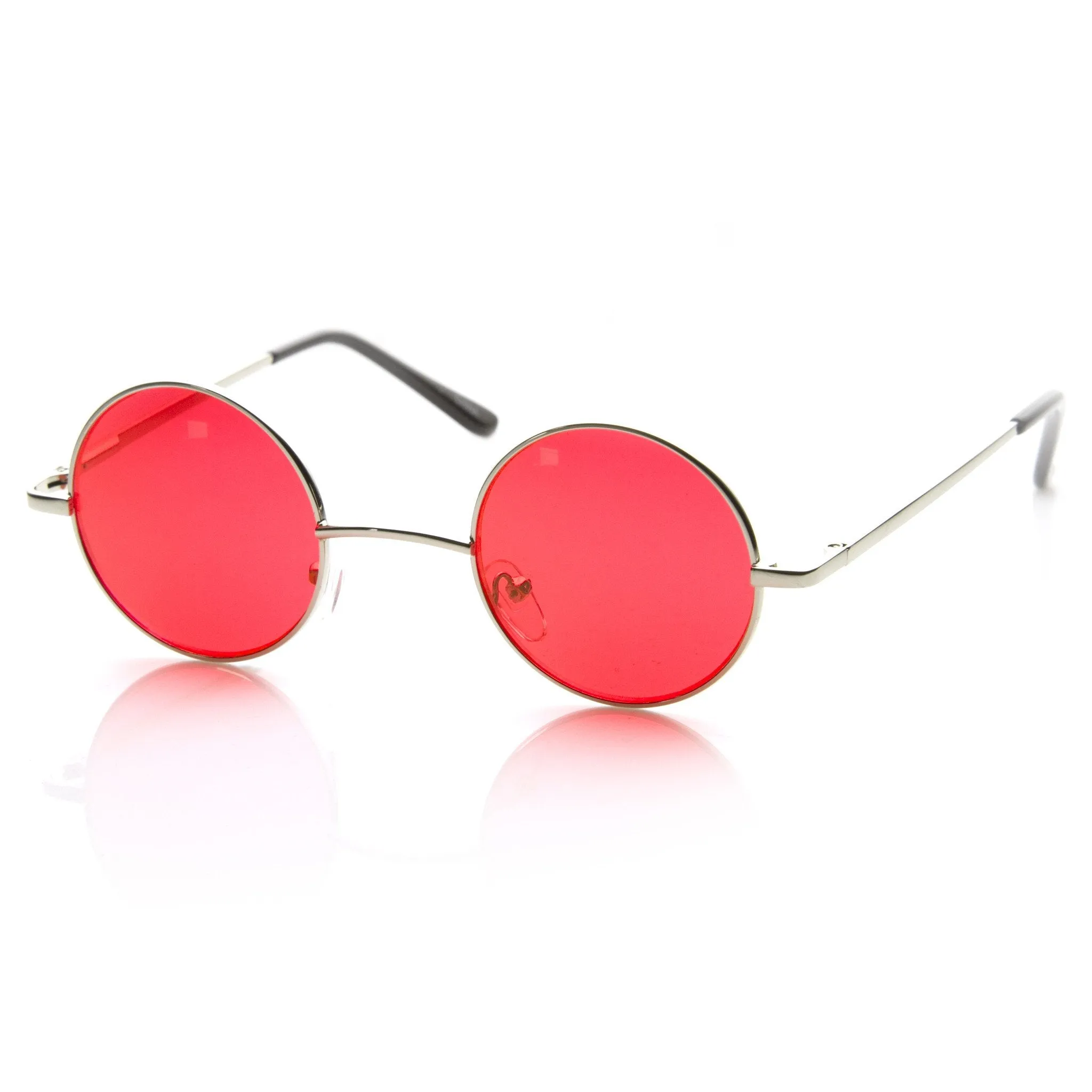Small Lennon  Round Circle Color Lens Metal Sunglasses 8702